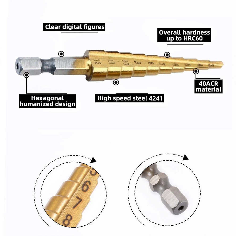 Step Drill Bit Sharpener For Metal Drills Bits Stage Multifunction