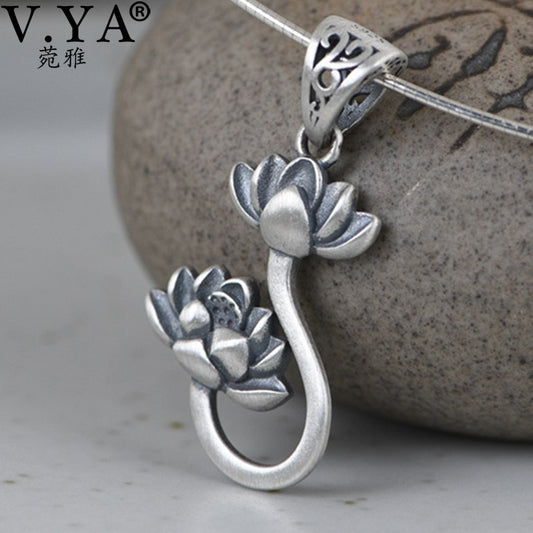 925 Sterling Silver Fashion Lotus Flower Pendant