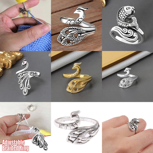 1piece Creative Peacock Shape Knitted Rings