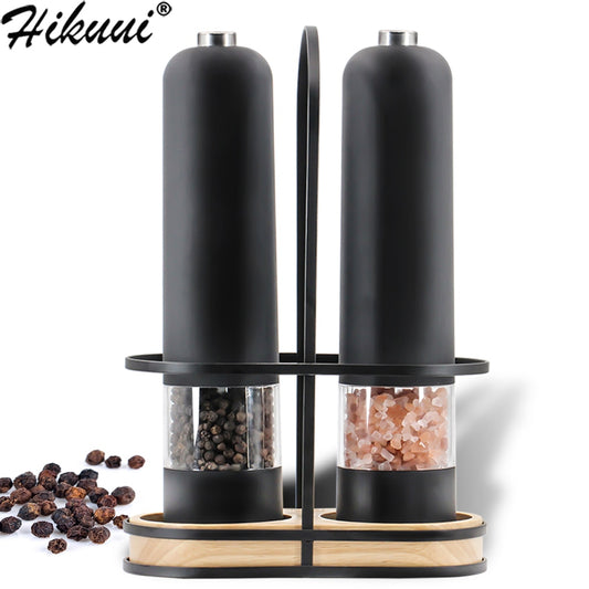 Automatic Salt Pepper Grinder Set Electric Plastic Ceramic Burr Mill