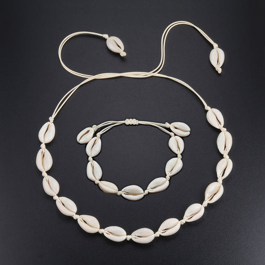European Style Natural White Sea Shell Bracelet Necklace