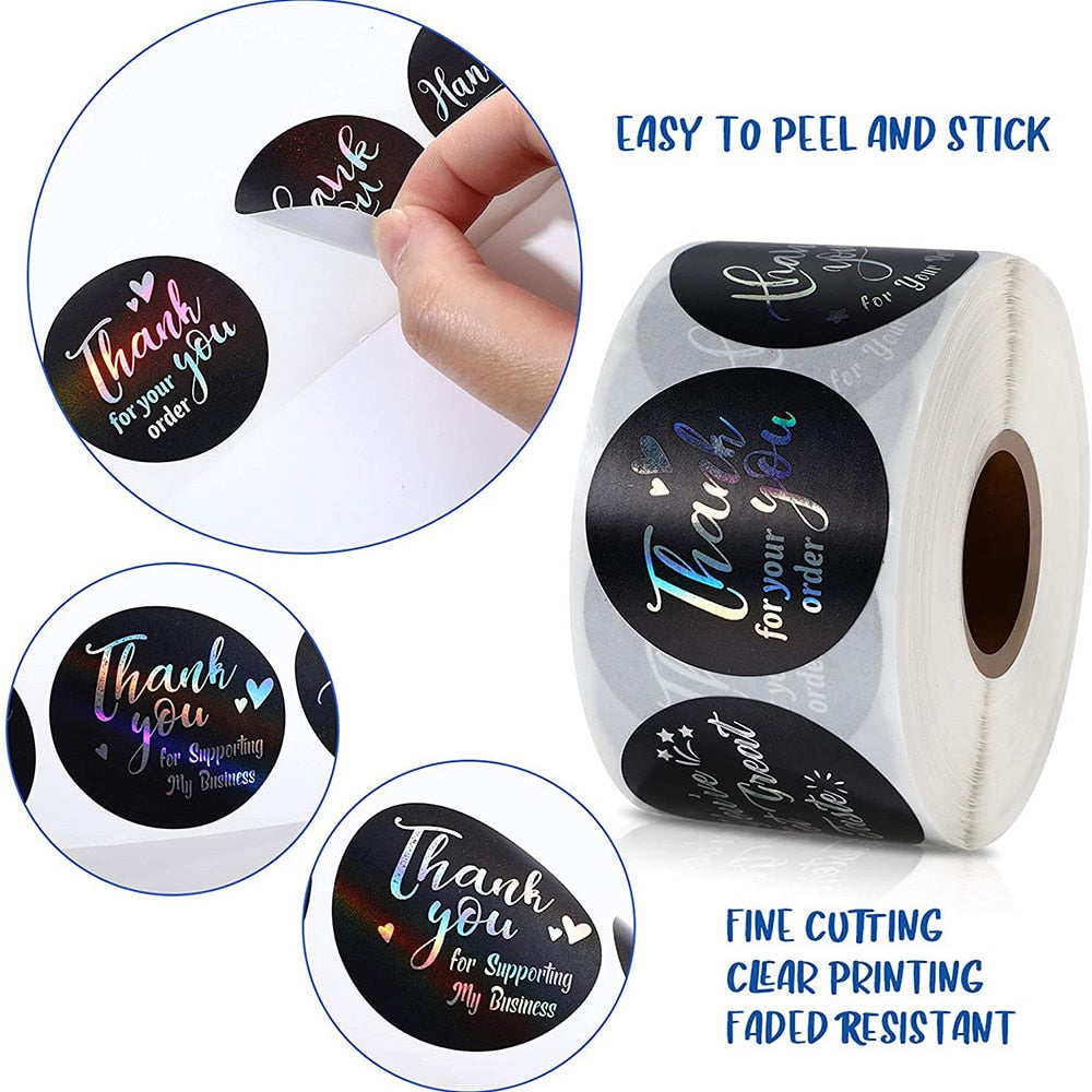 Stickers Holographic Silver Adhesive Labels for Bags Boxes