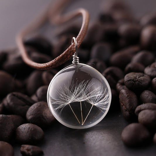 Women Necklace Dandelion Glass Ball