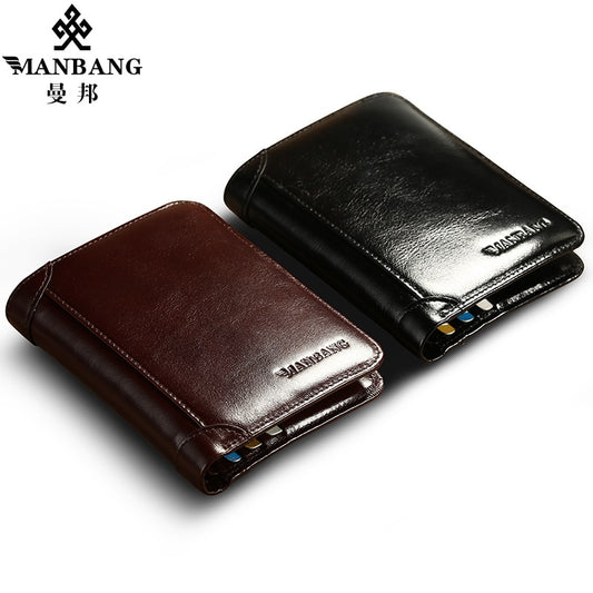 Classic Style Wallet Genuine Leather Men Wallets Short Male Purse