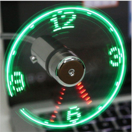 Hand Mini USB Fan Portable Gadgets Flexible Gooseneck LED Clock Cool