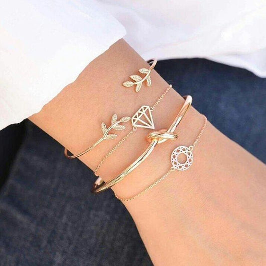 4 pieces Set Bohemia Leaf Bracelet