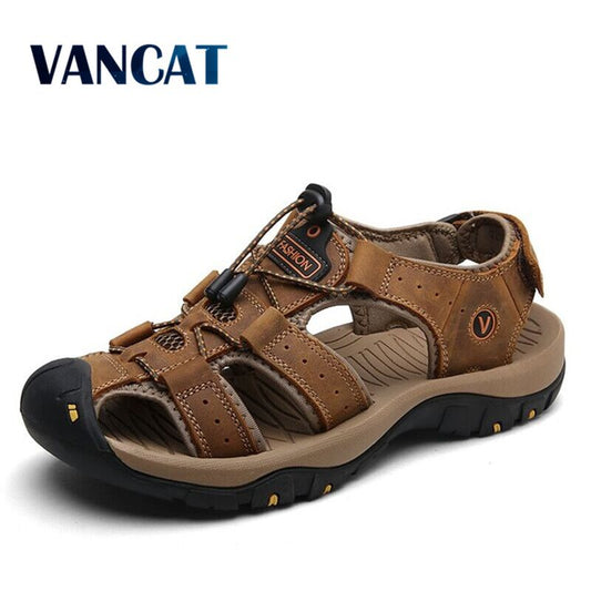 New Big Size Genuine Leather Cowhide Men Sandals Summer