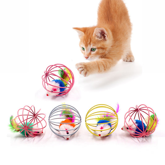 1 piece Cat Toy Stick Feather Wand With Bell Mouse Cage