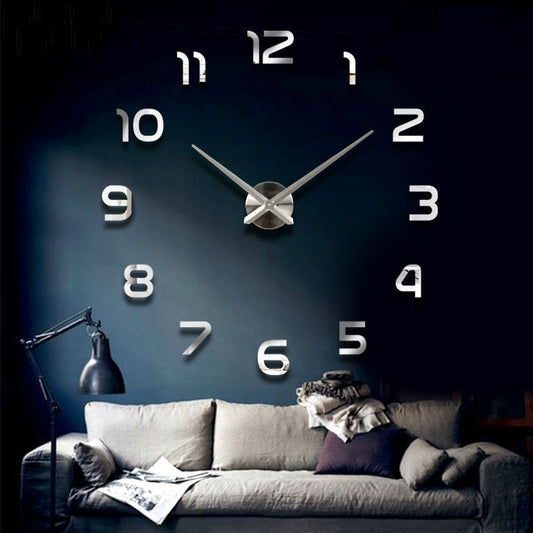 3D big size wall clock mirror sticker