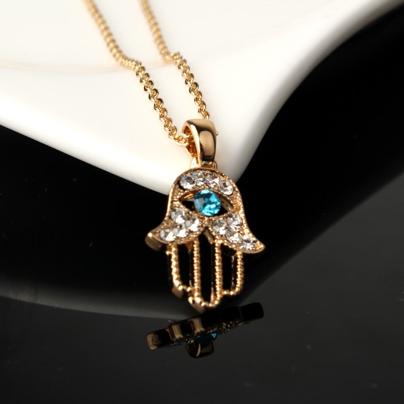 Turkish Crystal Evil Eye Hand Hollow Out Chains