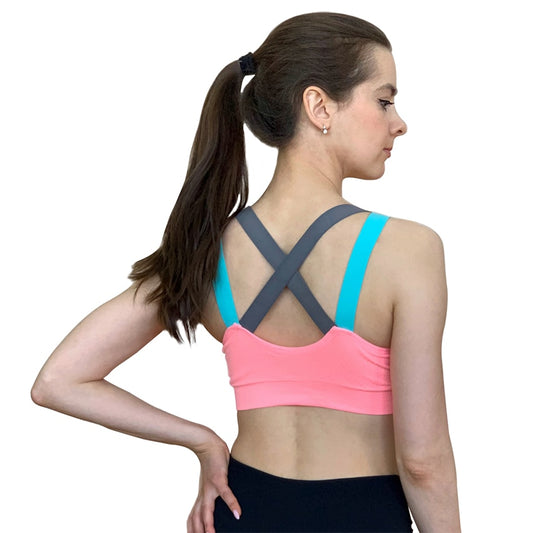 Lovely Push Up Sports Bra XL For Women Cross Straps Wireless Padded