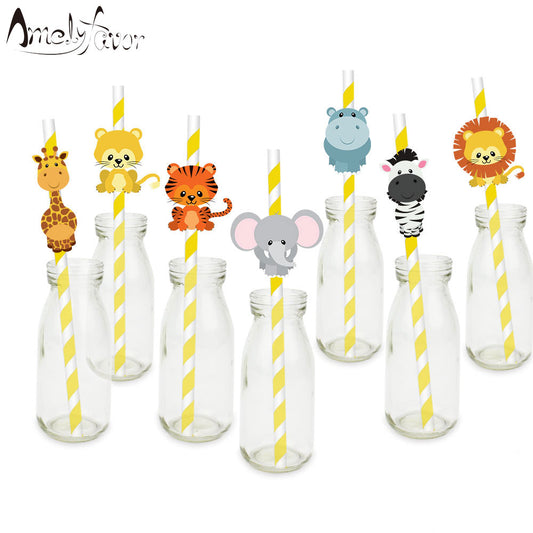 Safari Party Animals Straw 21pieces Paper Straws