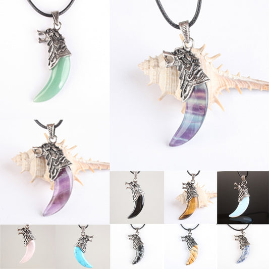 Wolf Tooth Shape Natural Stone Fluorite Pendant