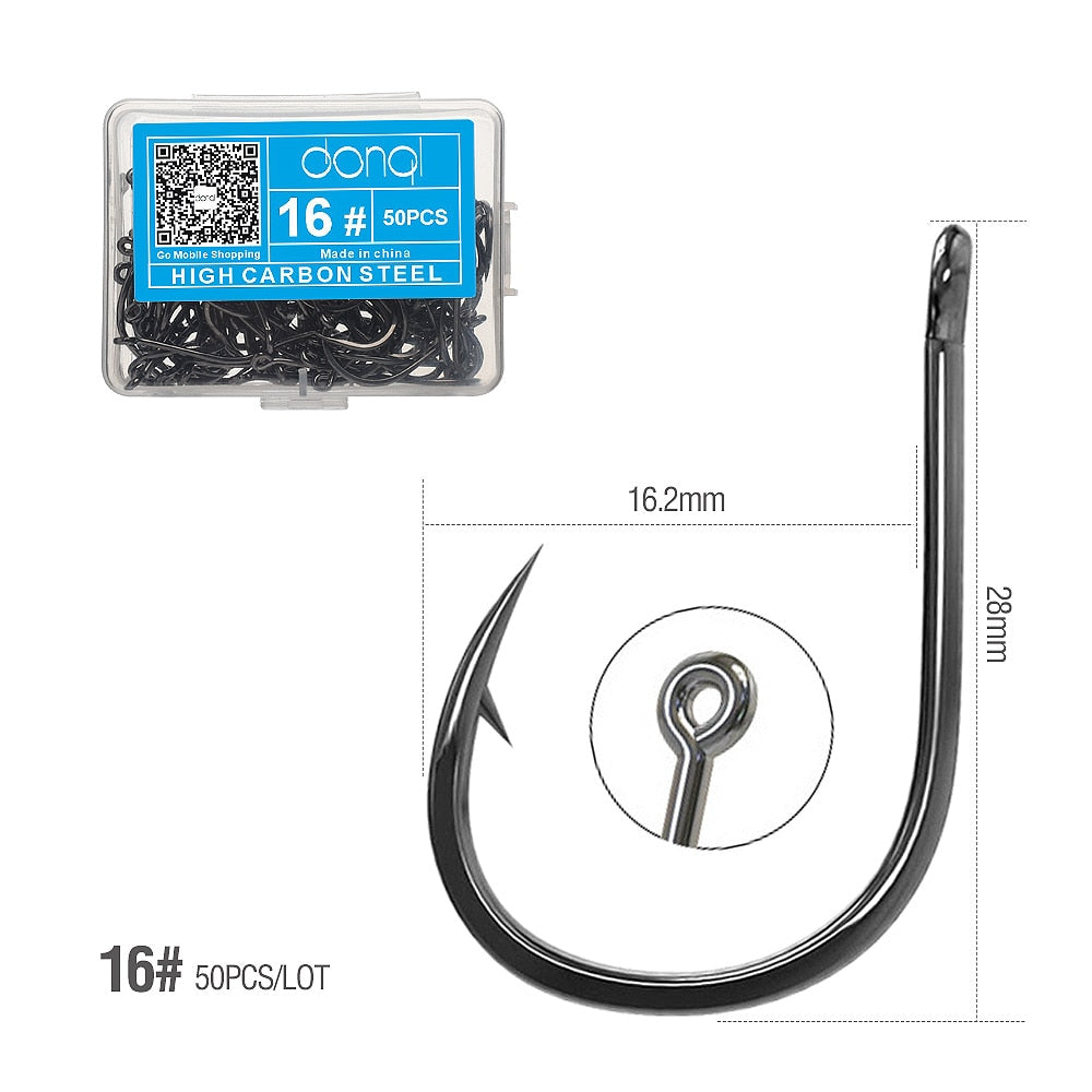 50pieces Fishing Hooks Set Barbed Single