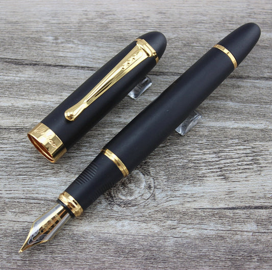 FROSTED BLACK AND GOLDEN 0.7mm BROAD NIB FOUNTAIN PEN