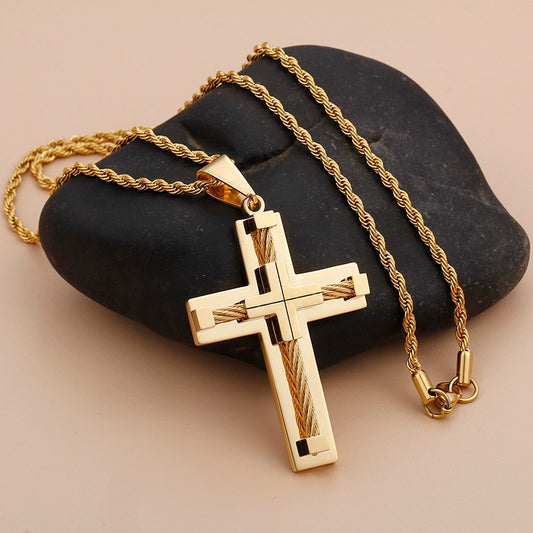 Shiny Three Layer Cross Chain Necklaces