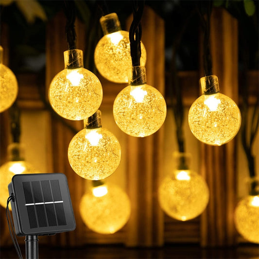 Solar String Lights Outdoor 60 Led Crystal Globe Lights