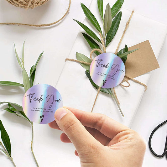 Rainbow Laser Thank You Stickers Adhesive Labels