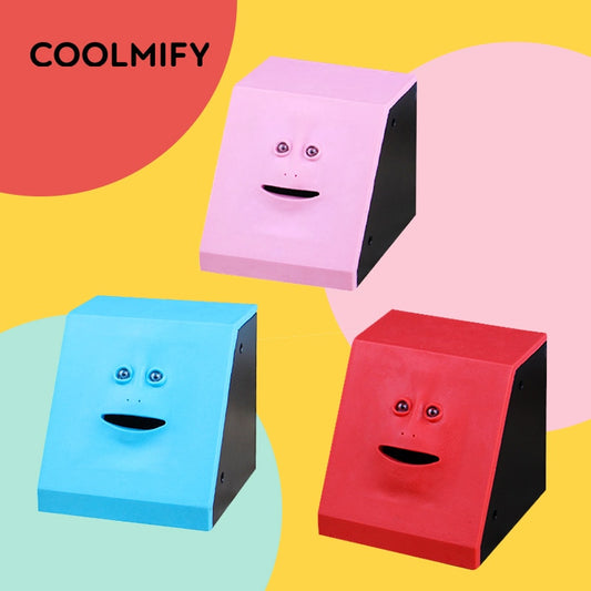 Children Sensor Coin Box Cute Face Bank Money Safe Box