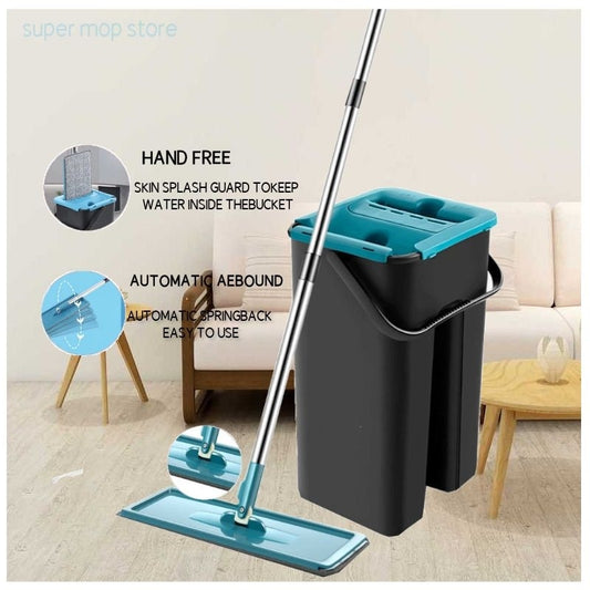 Squeeze Mop With Bucket 360 Rotating Hand Free Washing