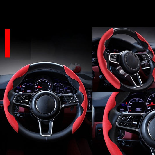 2 Pieces Universal Car Suede Steering Wheel Cover