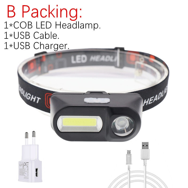 Portable mini LED Headlamp USB Camping Head lamp