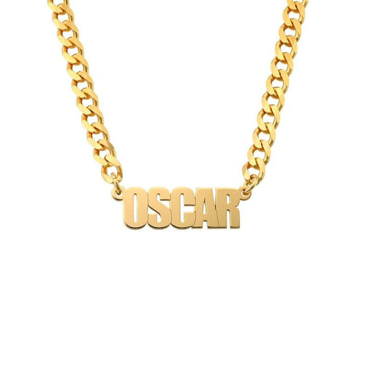 Punk Curb Chain Name Necklaces For Women Stainless Steel