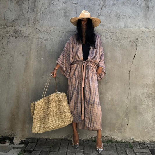 Snake Print Oversize Beach Cover Up Swimwear Vintage