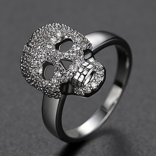 Punk Colorful CZ Skeleton Devil Ring Black Bling