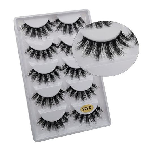 Beauty 5 pairs Real Fake Mink Eyelashes 3D Natural