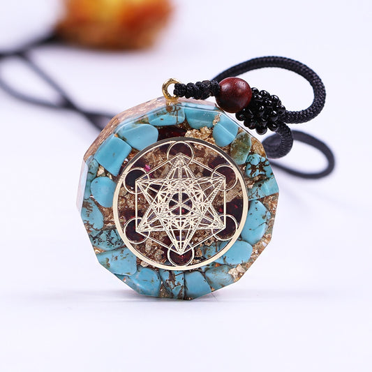 Orgonite Pendant Natural Turquoises Necklace