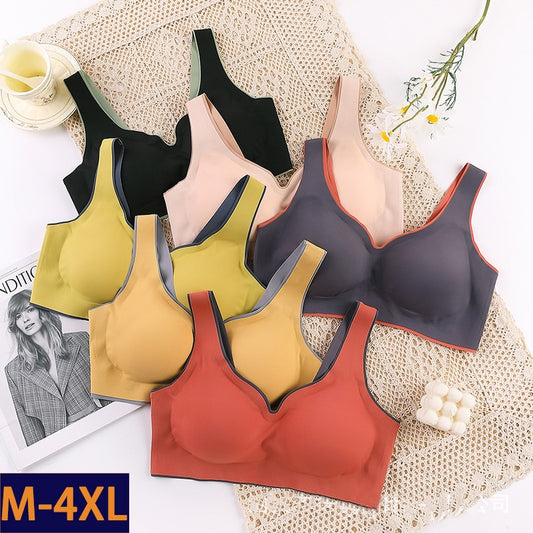 Women Latex Plus Size Push Up Bralette Seamless Bra