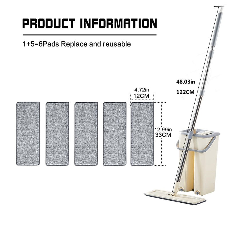 Squeeze Mop With Bucket 360 Rotating Hand Free Washing
