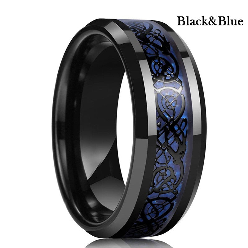 8 Colors 8mm Men's Stainless Steel Dragon Ring