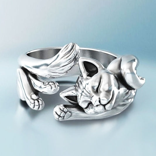 Huitan Cute Fortune Cat Shape Women Opening Rings