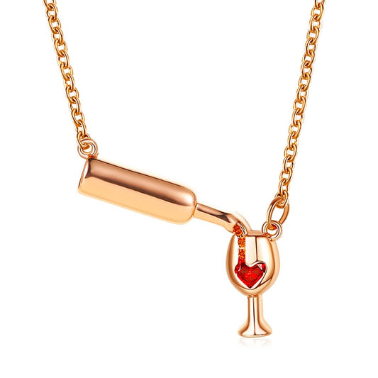 Fashion 3 Colors Rose Gold Wine and Cup Necklace