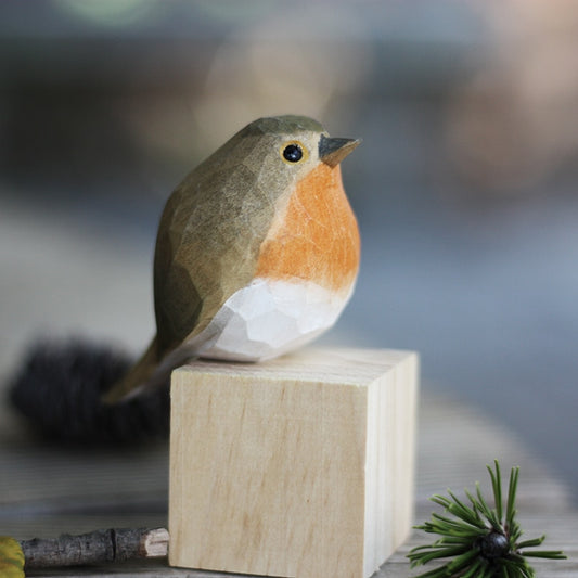 Nordic Style Wooden Bird Statue Ornaments Decorative