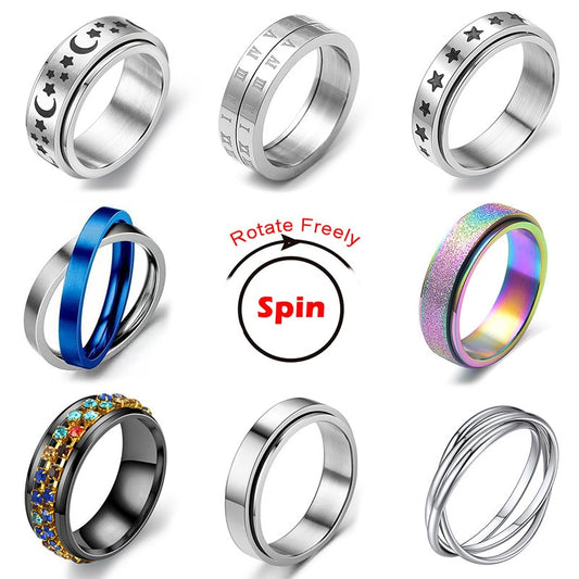 Rotate Freely Spinning Stainless Steel Anxiety Ring