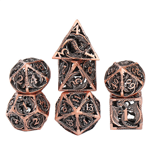 Metal Dice DND Set Role-Playing Copper Hollow polyhedral