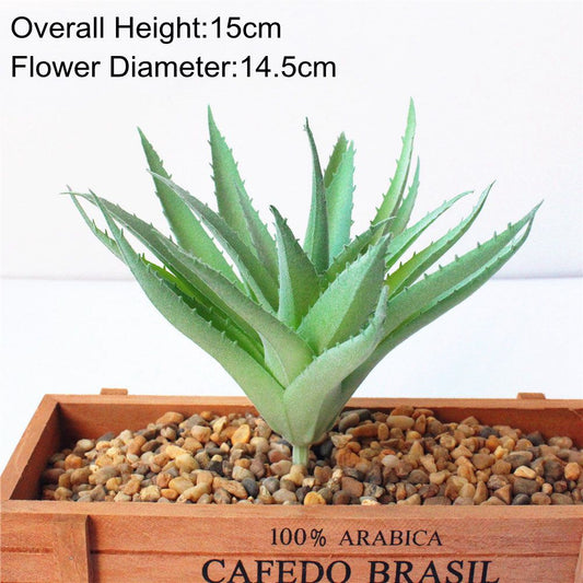 Green Flocking Artificial Succulents Plants Flower Arrangement