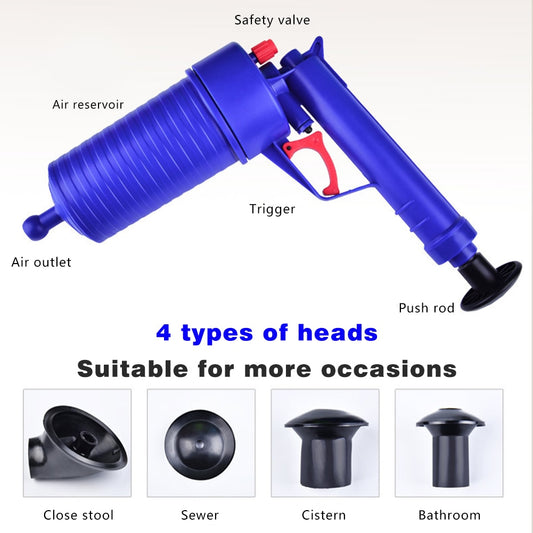 Air Pump Pressure Pipe Plunger Drain Cleaner Sewer Sinks Basin