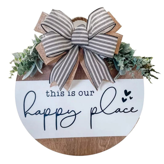 Wooden Door Sign Wall Hanging Wreath Natural Decoration