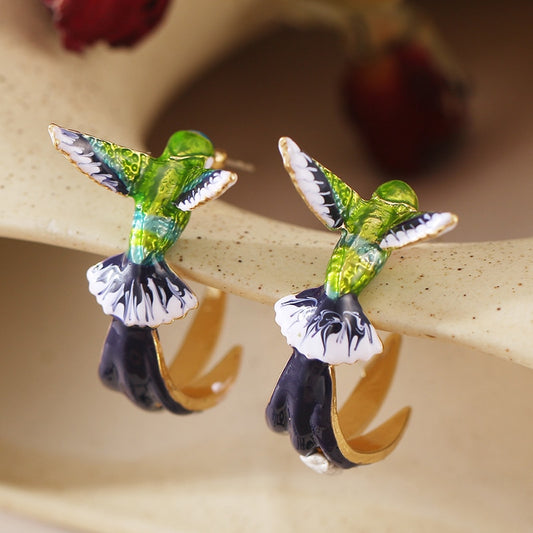 Bohemia Blue Hummingbird Earrings Bird