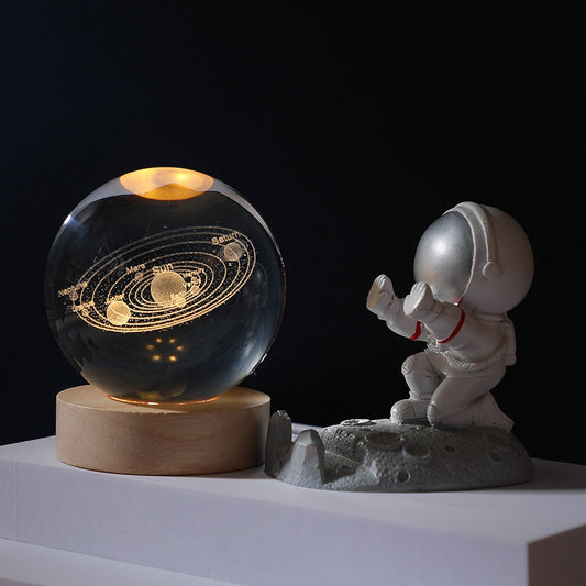 Crystal ball Crystal Astronaut Planet Globe 3D Laser