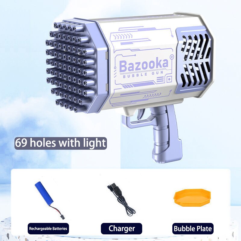 Gatling Bubble Gun with Light Upgraded Electric Flashing Bubble