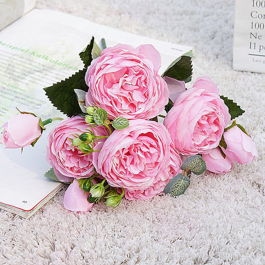 Beautiful Rose Peony Artificial Silk Flowers bouquet