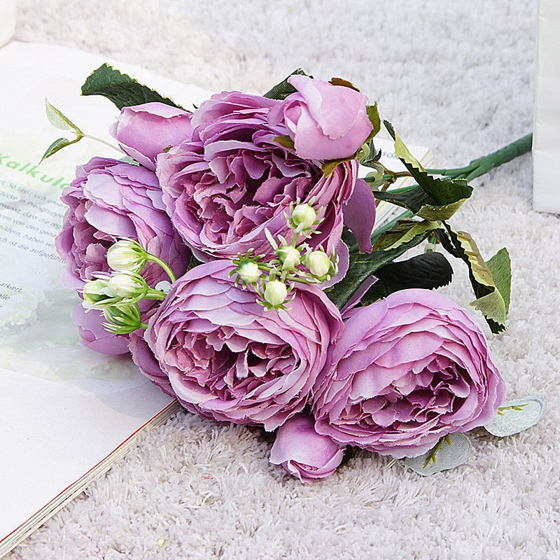 Beautiful Rose Peony Artificial Silk Flowers bouquet