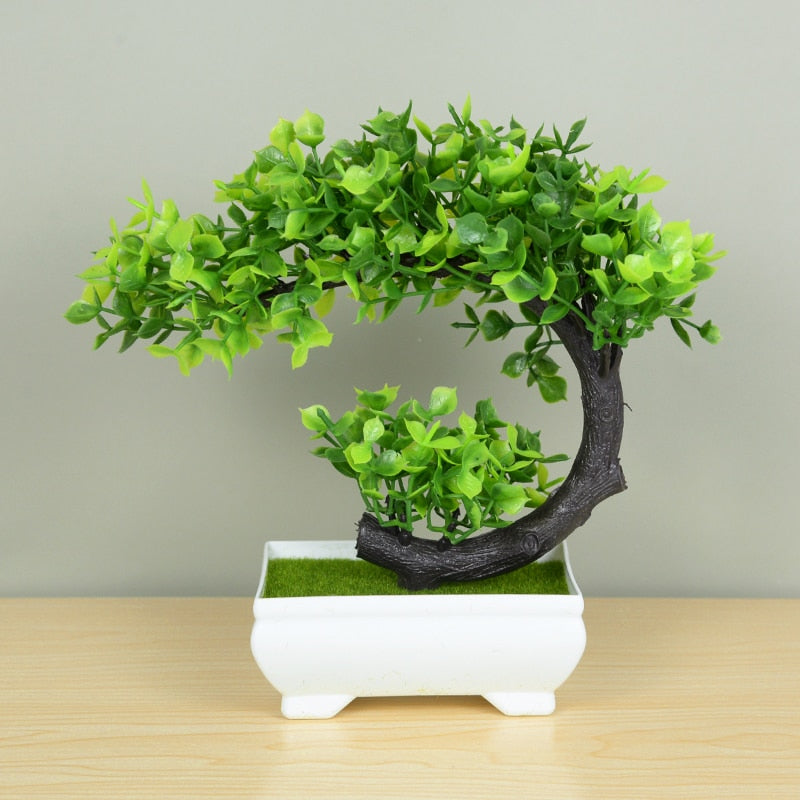Artificial Plants Potted Green Bonsai Plants Pot Ornament