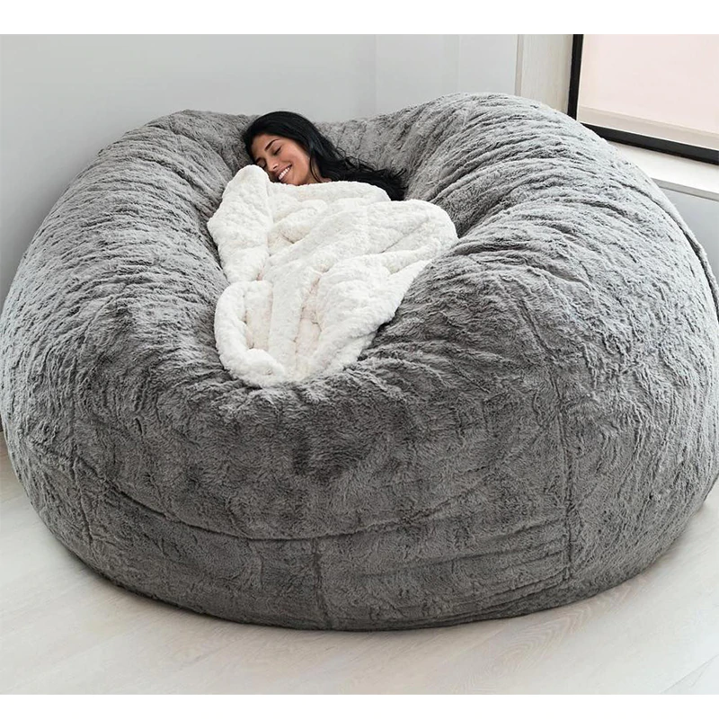 New giant sofa cover soft comfortable fluffy fur bean bag