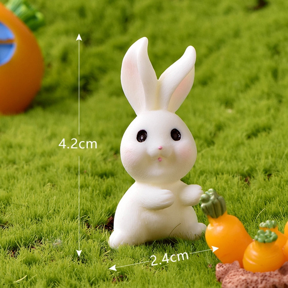 Cute Resin Bunny Ornament Home Miniature Landscape